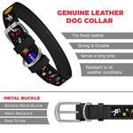 Load image into Gallery viewer, Leather Dog Collar with NASA Design for XSmall Dogs 811 in Neck x 0.5 in Wide