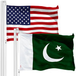Load image into Gallery viewer, G128 Combo Pack: American USA Flag 3x5 Ft & Pakistan Flag 3x5 Ft, Both Printed 150D Polyester, Indoor/Outdoor, Brass Grommets
