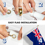 Load image into Gallery viewer, Combo Pack 6 Ft Tangle Free Spinning Flagpole WhiteNew Zealand Flag 3x5 ft