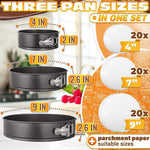 Load image into Gallery viewer, Cake Springform Pan Set of 3 (4 7 9 ) With 60 Parchment Paper Non Stick Round Cake Pans Sets for Baking Spring Pans for Baking Cheesecake Cake Baking Pans Springform Cake Pan Set