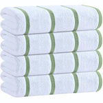 Load image into Gallery viewer, Cotton Pool Towels Oversized 30 x 60 Inch 4 Pack Ultra Absorbent and Low Lint Striped Beach Towels for Adults Stripes Design Luxury Extra Large Bath Towels Green