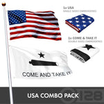 Load image into Gallery viewer, Combo Pack USA American Flag Come and Take It Flag 2x3 FT Double Sided