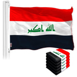 Load image into Gallery viewer, G128 5 Pack: Iraq (Iraqi) Flag 3x5 feet Printed 150D Indoor/Outdoor, Vibrant Colors, Brass Grommets, Quality Polyester, Much Thicker More Durable Than 100D 75D Polyester