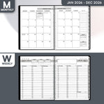 Load image into Gallery viewer, 2026 Appointment Book Planner 6.5 x 8.5 inch Large Black Tabbed Daily Hourly Weekly Planner Schedule Book 30 Minute time Slots Business & Personal Planner Jan 2026 Dec 2026