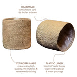 Load image into Gallery viewer, Jute Planter Basket Set of 2 Woven Jute Rope Covers for Decorating Indoor Outdoor Succulents Small Plant Pots Multi Purpose Storage Bins 6.5 Inches Modern Style Décor Brown