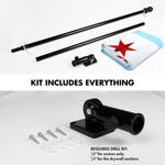 Load image into Gallery viewer, G128 Flag Pole 6 FT Black Tangle Free & Chicago Flag 3x5 FT Combo Embroidered Spun Polyester