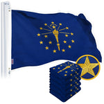 Load image into Gallery viewer, G128 5 Pack: Indiana IN State Flag 2.5x4 Ft StormFlyer Series Embroidered 220GSM Spun Polyester Embroidered Design, Indoor/Outdoor, Brass Grommets, Heavy Duty, All Weather