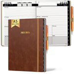 Load image into Gallery viewer, 2025 2026 HARDCOVER Leather Planner Weekly & Monthly 6.5 * 8.5 Inches Academic Planner Business Personal or Student Pen Holder Thick Paper July 2025 June 2026 (Dark Brown)