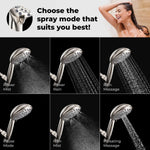 Load image into Gallery viewer, High Pressure 6 Settings Shower Head with Handheld Detachable Set Nickel Finish