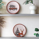 Load image into Gallery viewer, 8 Inch Terracotta Winter Plates Set of 2 Ceramic Wall Hanging Clay Decorative Plates for Winter Decorations Round Wall Decor for Living Room & Kitchen