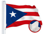 Load image into Gallery viewer, G128 Puerto Rico Puerto Rican Flag 4x6 Ft StormFlyer Series Embroidered 220GSM Spun Polyester Embroidered Design, Indoor/Outdoor, Brass Grommets, Heavy Duty, All Weather