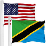 Load image into Gallery viewer, G128 Combo Pack: American USA Flag 3x5 Ft & Tanzania Tanzanian Flag Both LiteWeave Pro Series Printed 150D Polyester, Brass Grommets