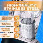 Load image into Gallery viewer, Perforated Stainless Steel Chopstick Holder – Drying Basket for Chopsticks & Utensils Compact Oval Design with Hook for Kitchen Organization Easy Storage and Utensil Drying Sturdy & Dishwasher Safe