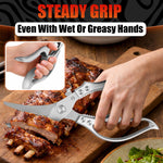 Load image into Gallery viewer, Stainless Steel Poultry Shears Heavy Duty Kitchen Shears for Food with Hardened Blades One Hand Safety Lock Spring Mechanism Dishwasher Safe Chicken Meat Cutting Turkey Fish and Vegetables