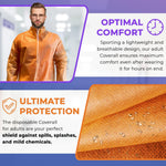Load image into Gallery viewer, Orange Disposable Coveralls for Men Women 4X Large Pack of 5 Hazmat Suits Disposable Breathable PP PE 40 GSM Painters Coveralls Paint Suit with Open Wrists Ankles Front Zipper