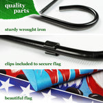Load image into Gallery viewer, Combo Pack: Garden Flag Stand Black 36 in x 16 in & Garden Flag Patriotic Decoration Welcome 3 Gnomes 12x18 DoubleSided Blockout Fabric