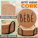 Load image into Gallery viewer, Cork Coasters for Drinks Coasters Set of 6 with Holder Funny Coasters for Adults Cup Coasters for Coffee Table Home Bar Wedding Absorbent Coasters Mat Cups Cool Decor Unique Coaster Gift