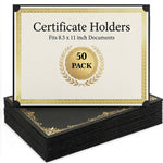 Load image into Gallery viewer, 50 Pack Single Sided Certificate Holders 8.5x11 Black Award Certificate Folders with Gold Foil Border Cardstock Covers Letter Size Graduation Certificate Sleeves Protective Diploma Holders Bulk