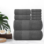 Load image into Gallery viewer, Resort Collection Soft Bath Towel Set of 8 Pcs Hotel Plush Cotton Smoke Grey