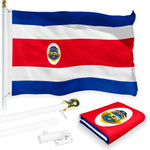Load image into Gallery viewer, Combo Pack 6 Ft Tangle Free Spinning Flagpole White Costa Rica Flag 3x5 ft