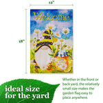 Load image into Gallery viewer, Garden Flag Welcome Bee Gnome with Honey 12x18 inch Blockout Fabric Double Sided