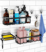 Load image into Gallery viewer, Shower Caddy 3 Pack Shower Organizer with 20 Hooks 3 Adhesive Hooks Large Steel