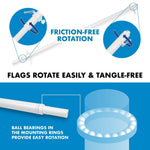 Load image into Gallery viewer, Combo Pack: 6 Ft Tangle Free Aluminum Spinning Flagpole (White) & LGBT Progress Rainbow Pride Flag 3x5 Ft, LiteWeave Pro Series Printed 150D Polyester Pole with Flag Included