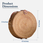 Load image into Gallery viewer, Handmade Rattan Round Purse with Leather Strap Woven Crossbody bags for Women Brown Tan Wicker Boho Straw Bags for Women Trendy Vacation Purse for Travel & Casual Outfits Gift for Her Sustainable Stylish Natural Rattan