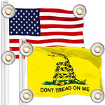 Load image into Gallery viewer, G128 Combo Pack: American USA Flag 3x5 Ft & Gadsden Don't Tread On Me Flag 3x5 Ft Both LiteWeave Pro Series Printed 150D Polyester, 4 Corner Brass Grommets, Perfect For Balcony