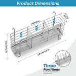 Load image into Gallery viewer, Sturdy 304 Stainless Steel Utensil Drying Rack Basket Holder with Hooks 3 Divided Compartments Rust Proof No Drilling