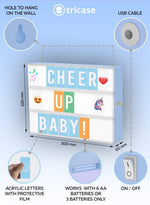 Load image into Gallery viewer, Blue Cinema Light Box with 312 Letters Emojis 3 Markers Led Board Decor for Girl