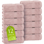 Load image into Gallery viewer, Pink Washcloths Set 12 Pack for Body Face Towel 12x12 Inch Cotton Wash Cloths Bulk Spa Fingertip Wash Clothes Soft Absorbent Gym Towels
