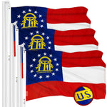 Load image into Gallery viewer, G128 3 Pack: Georgia GA State Flag 4x6 Ft ToughWeave Series Embroidered 300D Polyester Embroidered Design, Indoor/Outdoor, Brass Grommets