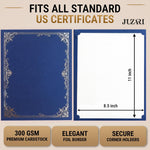 Load image into Gallery viewer, 30 Pack Single Sided Certificate Holders 8.5x11 Blue Award Certificate Folders with Silver Foil Border Cardstock Covers Letter Size Graduation Certificate Sleeves Protective Diploma Holders Bulk
