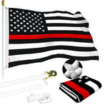 Load image into Gallery viewer, Flag Pole 5 FT White Tangle Free and Thin Red Flag 2.5x4 FT Combo Embroidered