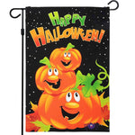 Load image into Gallery viewer, G128 Halloween Garden Flag, Happy Halloween Quote with Pumpkins Garden Yard Decorations, 12x18 Inch Printed 150D Polyester Rustic Holiday Seasonal Outdoor Flag