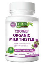 Load image into Gallery viewer, Liver Cleanse Detox & Repair Organic Milk Thistle 12000 Mg 120 Day Support Supplement 30X Seed Extract with Silymarin Pills MD Pure Herbal Kidney Lung Health Fast Active Aid Formula 120 Capsules