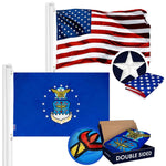 Load image into Gallery viewer, Combo Pack American USA Flag 3x5 Ft Single Sided and US Air Force Flag Double