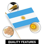 Load image into Gallery viewer, G128 30 Pack Handheld Argentina Argentinian Stick Flags 12x18 In Printed 150D Polyester, Country Flag, Solid Wooden Stick, Spear Gold Tip