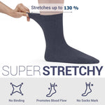 Load image into Gallery viewer, Mens Diabetic Socks Size 9 to 12 Wide Loose Top 6 Pairs Seamless Toe Cotton Diabetic Dress Socks for Men Shoe Size Light Gray