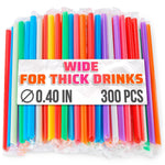 Load image into Gallery viewer, Large Pack of 300 Boba Straws Individually Wrapped – Thick Smoothie Straws Disposable for Milkshakes Bubble Tea Ice Lattes & Lemonade Bar Supplies – (0.4 Wide 9.25 Tall) 8 Colors Smooth Edges