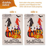 Load image into Gallery viewer, G128 Combo Pack: Garden Flag Stand Black 36 in x 16 in & Garden Flag Happy Halloween Decoration Two Witchy Gnomes 12x18 DoubleSided Blockout Fabric
