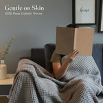 Load image into Gallery viewer, The Fine Living Co. 100% Cotton Waffle Weave Throw Blanket Lightweight Soft and Breathable Throw Blanket for All Season Skin Friendly Blanket for Couch Bed Sofa 50”x70” inches Mineral Gray