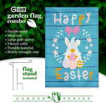 Load image into Gallery viewer, Combo Pack Garden Flag Stand Black 36x16 in and Garden Flag 12x18 in Happy