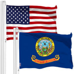 Load image into Gallery viewer, G128 Combo Pack: American USA Flag 3x5 Ft 150D & Idaho ID State Flag 3x5 Ft 300D Both LiteWeave Pro Series Printed Poly, Brass Grommets