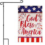 Load image into Gallery viewer, Combo Pack Garden Flag Stand Black 36x16 in and Garden Flag 12x18 in Patriotic