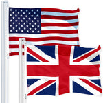 Load image into Gallery viewer, G128 Combo Pack: USA American Flag 3x5 Ft 150D Printed Stars & United Kingdom (Union Jack) Flag 3x5 Ft 150D Printed