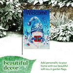 Load image into Gallery viewer, G128 Combo Pack: Garden Flag Stand Black 36 in x 16 in & Garden Flag Winter Decoration Welcome Festive Bearded Gnome with Parcel 12x18 DoubleSided Blockout Fabric