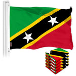 Load image into Gallery viewer, G128 5 Pack: Saint Kitts and Nevis Flag 3x5 Ft LiteWeave Pro Series Printed 150D Polyester Country Flag, Indoor/Outdoor, Vibrant Colors, Brass Grommets, Thicker and More Durable Than 100D 75D Polyester