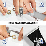 Load image into Gallery viewer, Combo Pack: Flag Pole 6 FT Silver Tangle Free & Pirate Jolly Roger Swords Flag 3x5ft 150D Printed Polyester